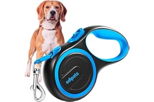 Edipets, Correa Perro Extensible, Retráctil, 3, 5 y 8 Metros, Cinta Flexible para Adiestramiento y Paseo, con Seguro y con Freno, Diseño y Agarre Cómodo (8 Metros, Azul)