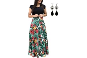 UUAISSO Femmes Robe De Plage Longue Decontractée Imprime Manche Courte ÉTé Boho Maxi Grande Taille
