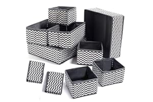 Evance 10 scatole di immagazzinaggio aperte in tessuto non tessuto, cassetto in tessuto, cubo di immagazzinaggio pieghevole baule per reggiseni, calze, biancheria intima (10 pezzi)