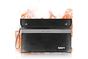 Airfish Sac à Argent Ignifugé(40 x 28cm), Sac à Documents Ignifugé avec Fermeture à Glissière et Bande Réfléchissante, Pochette étanche Résistant pour Documents A4, Argent Liquide