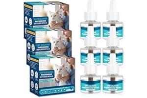 VICSOM 6 Ricariche Feromoni per Gatti, Compatibile con Tutti i Diffusori Comuni, Calmante per Gatti da 180 Giorni per Alleviare Stress, Ansia, Diffusore Calmante per Feromoni Gatto (48ml per Ricarica)