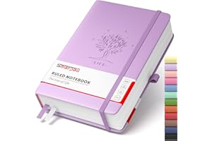 Smarpau Journal Notebook A5, Thick 320 Pages Journal for Women Men Writing, 100gsm Lined Paper No Bleed, Hardcover Leather Notebooks for Office School Work, 14.5 x 21cm - Purple