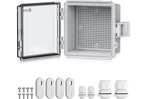 EYPINS Wasserdichter Verteilerkasten IP67, Anschlussdose Wasserdicht ABS Kunststoff Gehäuse außen Steckdosenkasten, Schaltkasten, Stromkasten mit Montagezubehör 15x15x9cm | Transparent Schaltschrank