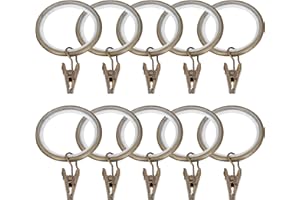 Sento Metall Zubehör für Ø 25 mm Gardinenstangen in Messing Antik Ø 25mm 10x Ringe mit Clips