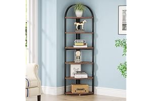 Tribesigns Scaffale Angolare a Parete a 6 Ripiani，42x42x180 cm Mensola da Parete, Portaoggetti di Legno, Mensola in Soggiorno, Studio, Cucina, Camera da Letto, per Piante