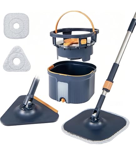 Orvium Wischmopp-Set Mit Eimer – 2-in-1 Für Boden & Fenster, Schmutz-Wasser-Trennung, Kompakt, 4 Mikrofaserpads