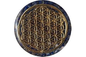 CHONIT Colgante de orgonita, collar de cristal con símbolo de la flor de la vida, collar y bolsa, protección EMF, colgante Reiki, Piedras preciosas., Orgonita.