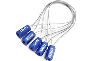 Chiloskit 10pcs Pull-Tite Security Cable Seals, Numbered Tamper Proof Tags, 300mm Metal Self-Locking Steel Wire Seals for Truck Container Shipping (Blue)