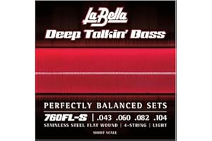 La Bella 760FL-S Stainless Steel Flat Wound Light Short Scale Bass Guitar Strings
