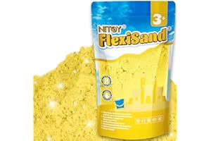 NiToy FlexiSand Sable de jeu, 1 kg, ne sèche jamais - Pour enfants de 3 ans et plus - Recharge en vrac pour jouets sensoriels - Idéal pour façonner, presser et mouler - Jaune