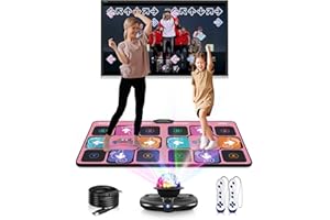 Acelufly Tapete de Baile de Franela para TV con cámara HD, Alfombra de Baile Doble con Controlador inalámbrico, Tapete de Baile Antideslizante para niños, Adultos, niñas y niños (Rosa)