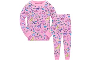 QHKEPW Girls Pyjamas Unicorn Dinosaur Mermaid Cat Rainbow Butterfly Flamingo Kids Toddler Pjs Sets Cotton Long Sleeve Sleepwear 2 Piece Clothes Outfits Winter Nightwear 1-7 Years
