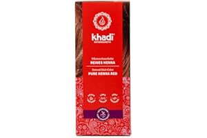 khadi CZYSTA HENNA roślinna farba do włosów, rozświetla włosy płomienną czerwienią, 100% roślinna, naturalna i wegańska, certyfikowany kosmetyk naturalny, 100g