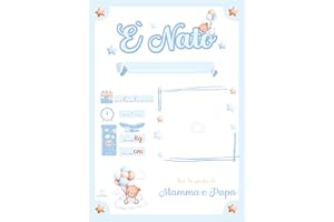 KOÏLWËS Pergamena Nascita Neonato Personalizzabile - Certificato Nascita bambino - Idee Regali Nascita Neo Mamma e Papà Originali - Quadretto Nascita - Regalo Neonato - Idea Regalo Cameretta con foto
