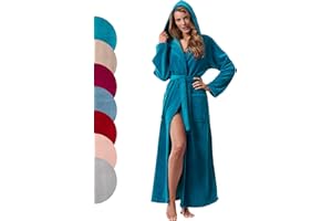 Morgenstern Bademantel Damen Extra Lang mit Kapuze - Weicher Frottee Velours Luxus Morgenmantel ÖKO-TEX Geena wadenlang