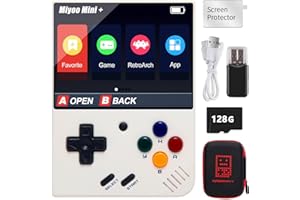 ASTARAMA Consola de juegos Portátil Miyoo Mini Plus con Bolsa de Almacenamiento, Consola de Juegos Retro de Código Abierto de 3,5 Pulgadas, Tarjeta TF Incorporada de 128G y Más de 15000 Juegos Clásicos