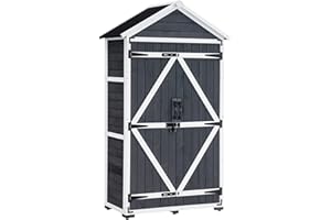 MCombo 1000EY Armoire à outils d'extérieur avec toit en bois Gris/naturel 48 x 90 x 178 cm (gris)