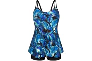 Hanna Nikole Women Tummy Control Tankini Plus Size Two Piece Swimsuit High Waist Swimwear A-Line Swim Tops