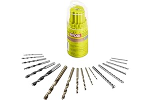 Ryobi Zestaw Wierteł RAK18DMIX, do Wiercenia w Metalu HSS, Drewnie, Tworzywach Sztucznych i Betonie, 18 szt