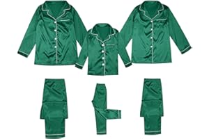GENERISCH Weihnachtspyjama Familie Set, Seiden Pyjama-Set für Paare langärmliges Seidiges Pyjama Sets Weihnachts Pyjama,Weihnachten Schlafanzug Familie,Matching Christmas Pyjama für Herren Damen Kinder Baby