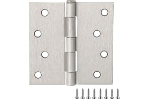 Door Hinges for Interior Doors 10-Pack 4-inch x 4-inch, Design House Square Corner Steel Door Hinge Door Hardware, Satin Nick