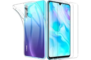 ILIEBER Huawei P30 Lite Hülle + Panzerglas Set, [1 Hülle + 2 Panzerglas] Schutzhülle Handyhülle [Ultra Dünn] Schutzfolie Folie Glas 9H Panzerglasfolie TPU Silikon Case Cover für Huawei P30 Lite