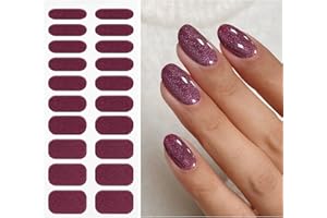 JMEOWIO Unghie Gel Adesive Glitter Rosso Scuro Smalto Adesivo Gel Nail Stickers Adesivi Unghie Gel Uv Decorazioni Unghie Nail Art Disegni