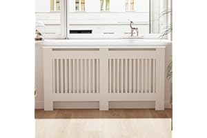 FATIVO Wysoka osłona chłodnicy Drewniana szafka: Wysokość wewnętrzna 100 cm Duża biała osłona grzejnika Pionowe listwy Nowoczesna wysoka półka chłodnicy pogrubiona MDF drewniana kuchnia sypialnia szafka