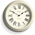 Jones Clocks® Venetian wall clock | Classic round clock | 30cm | Pale cream | Roman numerals | Traditional design ideal for kitchen, living room or bedroom