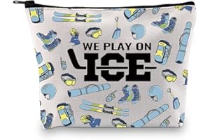 JTOUK Ice Hockey Gift for Hockey Player Cosmetic Bag We Play On Ice Hockey Accessory Bag for Ice Sport Lover Gift (Play On Ice EU)