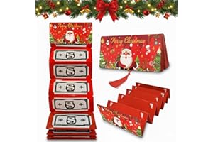 BIOECEUA Christmas Surprise Money Holders Card, 10-Slot Cash Gift Wallet Envelopes for Holiday Gifting, Festive Xmas Santa & Tree Designs for Men Women Family