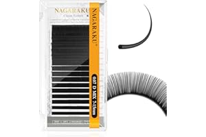 NAGARAKU Extensiones de Pestañas Individuales Clásico 1:1 Pestañas Pelo a Pelo Volumen Lashes Natural Blando Suave Wispy Singel Eyelash Extension Pestañas Postizas Negro 16 Filas(0.07mm D 7-15mm)