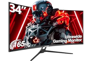 Gawfolk 34 Pouces Ultrawide Curved Gaming Monitor, 1500R PC Screen 165hz UWQHD 3440x1440, écran d'ordinateur incurvé avec FreeSync et Eye Care Technologie, supporte VESA 75 x 75 mm