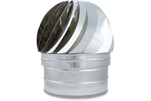 CAEXVEN Sombrerete Aspirador Giratorio 220 mm de diámetro para Estufas y Chimeneas de Leña en Acero Inoxidable - Serie Lisa y Helicoidal