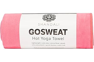 Shandali Hot Yoga GoSweat Microfiber Hand Towel in Super Absorbent Premium Lemonade Pink Suede for Bikram, Gym, and Outdoor Sports. 16 x 26.5 inches.