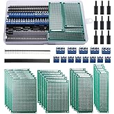 VooGenzek 75 Pièces Circuit Imprimé Double Face Kit, 20 Pièces Double Face PCB Prototype Boards, 20 Pièces Fiches Mâle/Femell