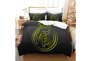 WINUO Equipo de Fútbol Logo Juego de Funda Nórdica 135X200cm (Cama de 90) Funda de Edredón de Microfibra Suave con 2 Fundas de Almohada 50x75