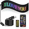 TWINZEN Scrolling Text LED Display, Flexible USB 5V LED Car Sign, Bluetooth Led Display Board, Animation Programmable Car Message Led for Store Car Bar Hotel