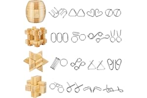 Yideng 20 Piezas Mini Rompecabezas de Metal y Juego de Rompecabezas de Madera IQ Toys IQ Test Mind Game Toys 3D Metal Wire Puzzles Truco de Magia para niños, Estudiantes y Adultos (20 Piezas)