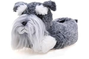 Onmygogo Nowość kapcie ze zwierzętami dla kobiet pań dzieci dziewcząt futrzane yorkshire sznaucer pies kapcie