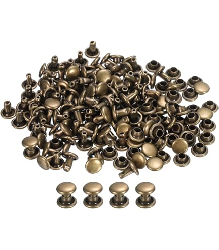 200 Borchie Rivetto In Metallo 6mm - Kit Completo Con Attrezzi Per Riparazioni Pelle E Artigianato - Foto 9