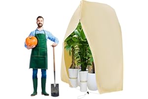 SKEUFY Winter Plant Protection, 120 x 180 cm, Winter Protection for Plants, Breathable, Tear-Resistant, Reusable Plant Cold Protection with Zip, Beige (120 x 180 cm)
