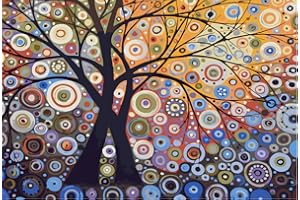 YEESAM ART Stationery Glare Tree Pachira, Tree of Life, Paint by Numbers 16x20 inch DIY Painting Kits for Home Wall Decor (Tree, Framed)