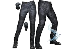 SHUOJIA Jeans da moto Pantaloni da moto rivestiti impermeabili Retro Slim da donna - Pantaloni da moto protettivi con per corse e guida motociclistiche (Black,XL)