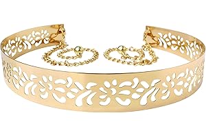 Live It Style It Womens Metal Waist Belt Mirror Wide Gold Silver Full Plate Waistband Chains
