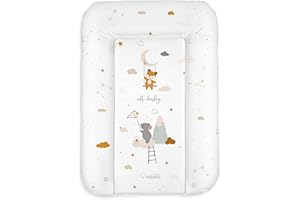 ALBERO MIO Wickelauflage 50 x 70 cm abwachbar Baby Wickelmatte Kommode Weiche Wickeltischauflage Folie PVC ÖKO-TEХ-zertifiziert (Maus)