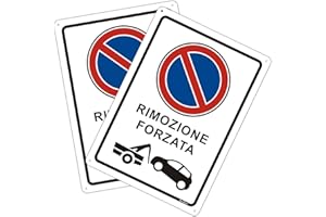 ANDCHI 2pz Cartello di divieto di sosta La segnaletica di rimozione suggerisce che il parcheggio illegale sarà rimosso.(Rosso - Parcheggio e rimorchio, 25 * 35cm)