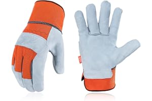 Vgo... Gardening Gloves Cowhide, Work Gloves Thornproof Utility for Yard Trucker Delivery Garden with Strong Grip,1Pair