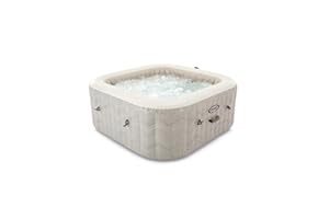 Intex SPA Hinchable Cuadrado Chevron Deluxe 4 Personas, 175x175x71 cm, Calentador 2.200 W, Burbujas Aire Caliente, Clorador salino, Depuradora con Filtro S2 (1.741 l/h), Accesorios incluidos (55092)