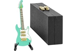 Musiin Miniature Guitar with Stand and Case, 10cm Mini 6 Strings Electric Guitar, Home Music Studio Desk Shelf Decoration, Gift for Guitar Lovers(Green Electric)